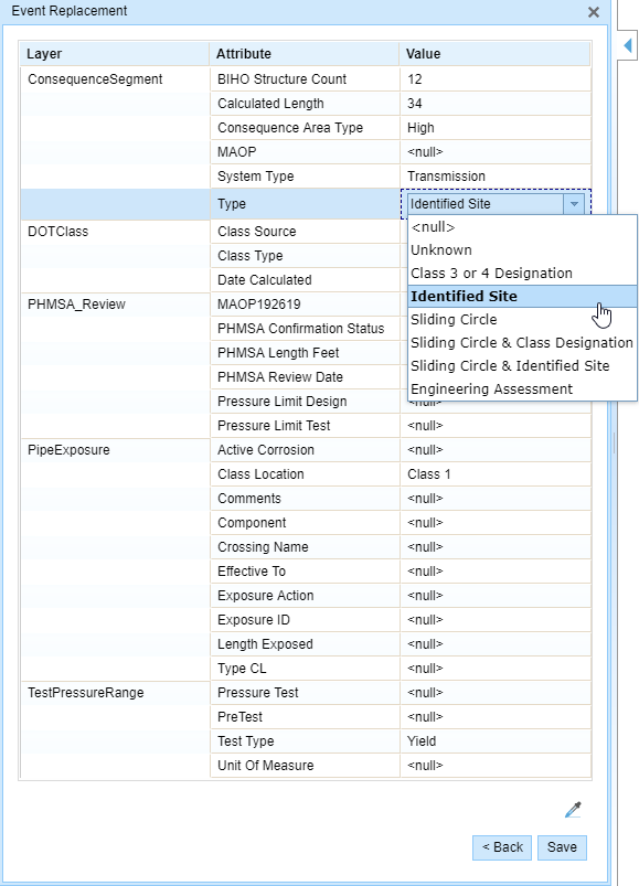 Event Replacement attributes