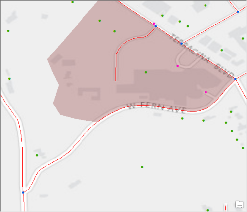 Features that can be reverse geocoded are highlighted. Features that can be reverse geocoded are highlighted.