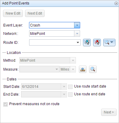Add Point Events widget Add Point Events widget