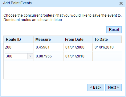 Choosing a route using the drop-down arrow Choosing a route using the drop-down arrow